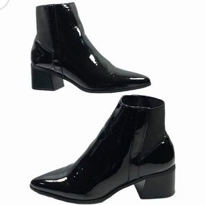 Forever21 black patent leather boots ankle heeled 10